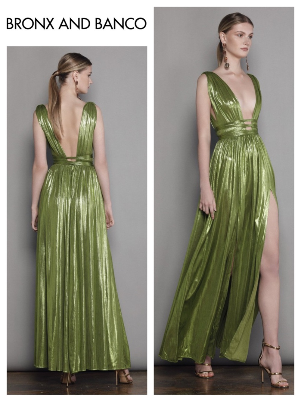 BRONX & BANCO Romi Metallic Goddess Gown